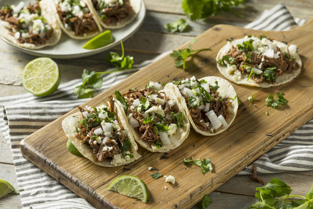 pork tacos on a chopping board