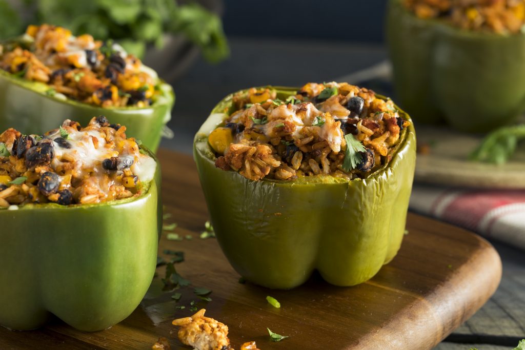 stuffed bell pepper with meat and rice