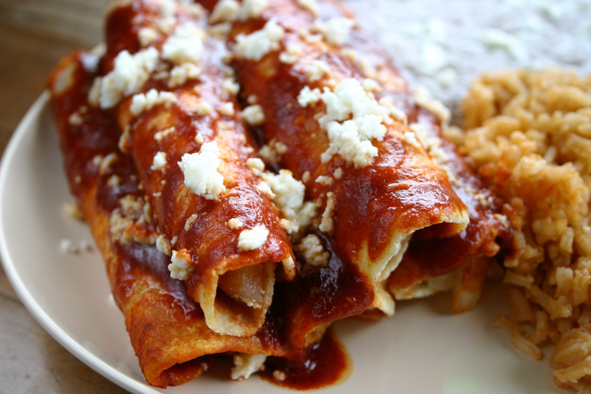 A close-up image of a Mexican food dish with red sauce in El Paso.